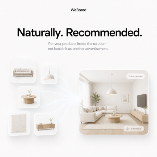 WeBoard naturally recommending design ideas based on a homeowner's taste and room.